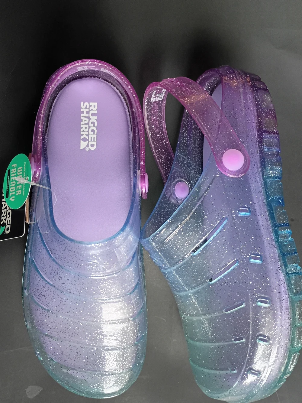 Rugged Shark Kids Glitter Ombre Sandals - Purple/Blue/Green